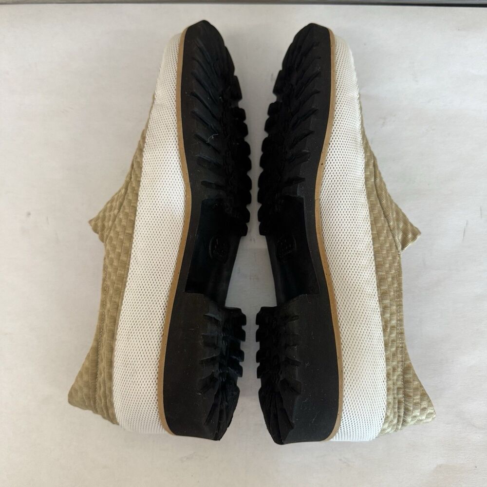 Pas de Rouge Tan & White Stretch‎ Fabric Slip On Flat Shoes Women EU 38.5 US 7.5 - Picture 6 of 16